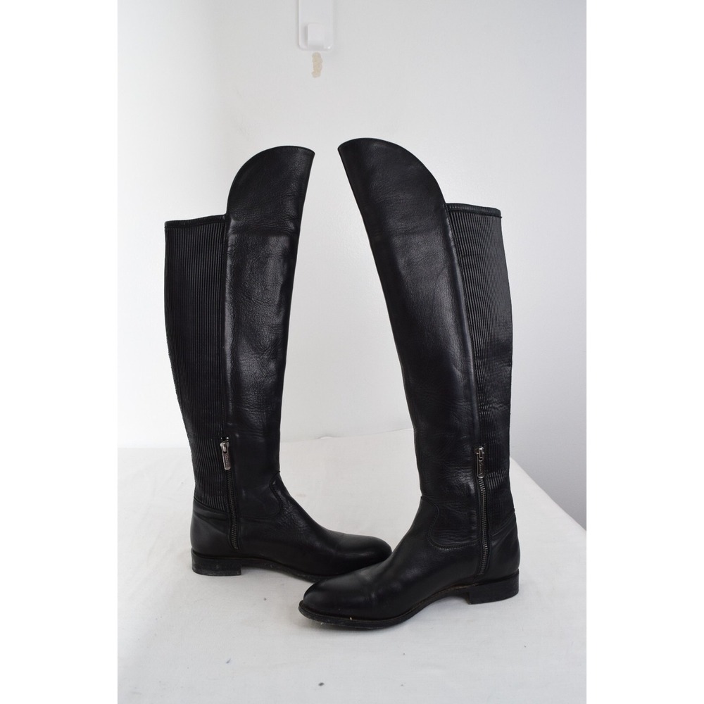 ARIAT two24 Women's Boots 8.5B Black Leather Block Heel Tall Knee High Pull On - Picture 7 of 10